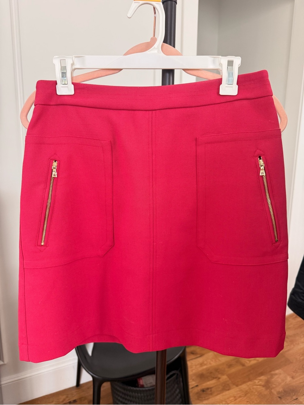 LOFT A-Line Skirt with Gold Zippers in Fuchsia